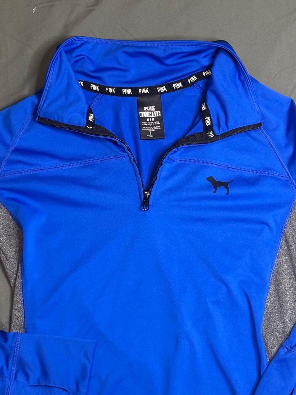 PINK Victoria’s Secret Ultimate Women’s Medium Blue Half Zip Athletic Pullover